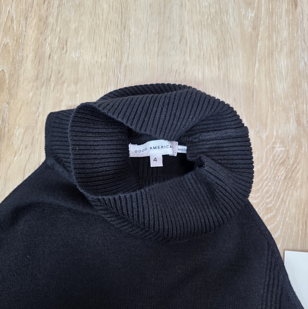 🆕️Good American Black Sleeveless Turtleneck Sweater Tank - Picture 7 of 8